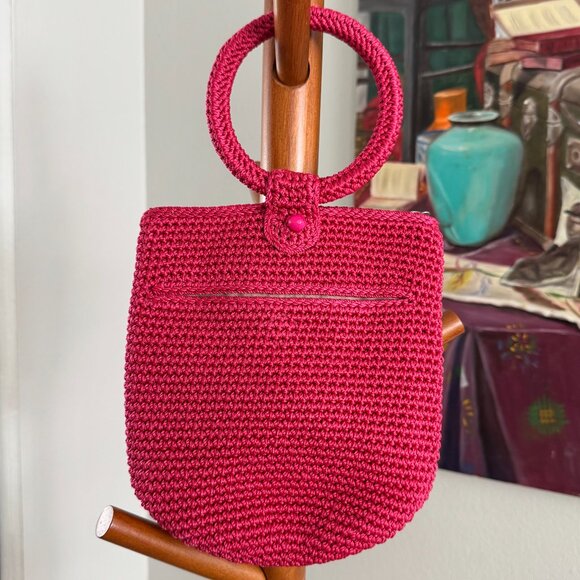 The Sak - Ayla Ring Handle Hand Crochet Flower Pouch in Magenta - Picture 6 of 7
